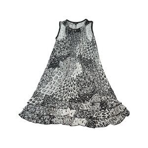 MSK Black & White Sequin Ruffle Hem Party Cocktail Dress Size M A1.11